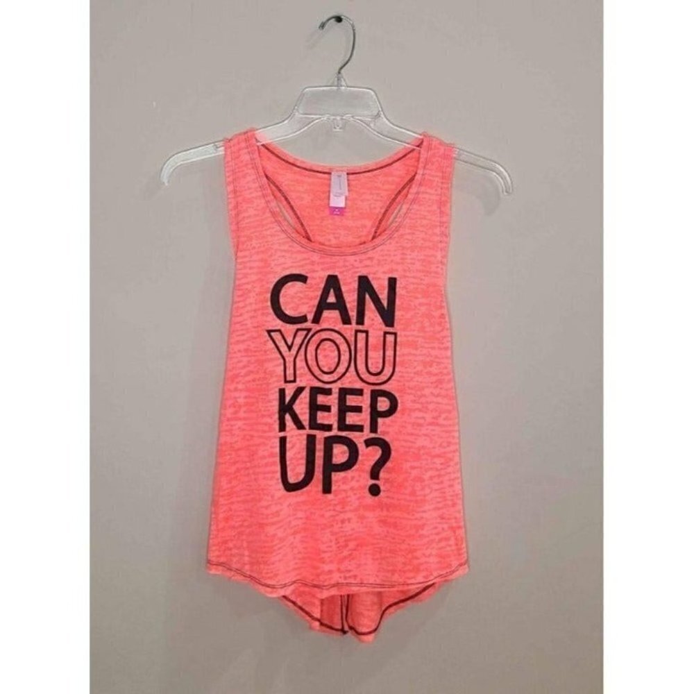 Can You Keep Up? No Boundaries Sz Medium (7-9) Orange Activewear Split Back Top